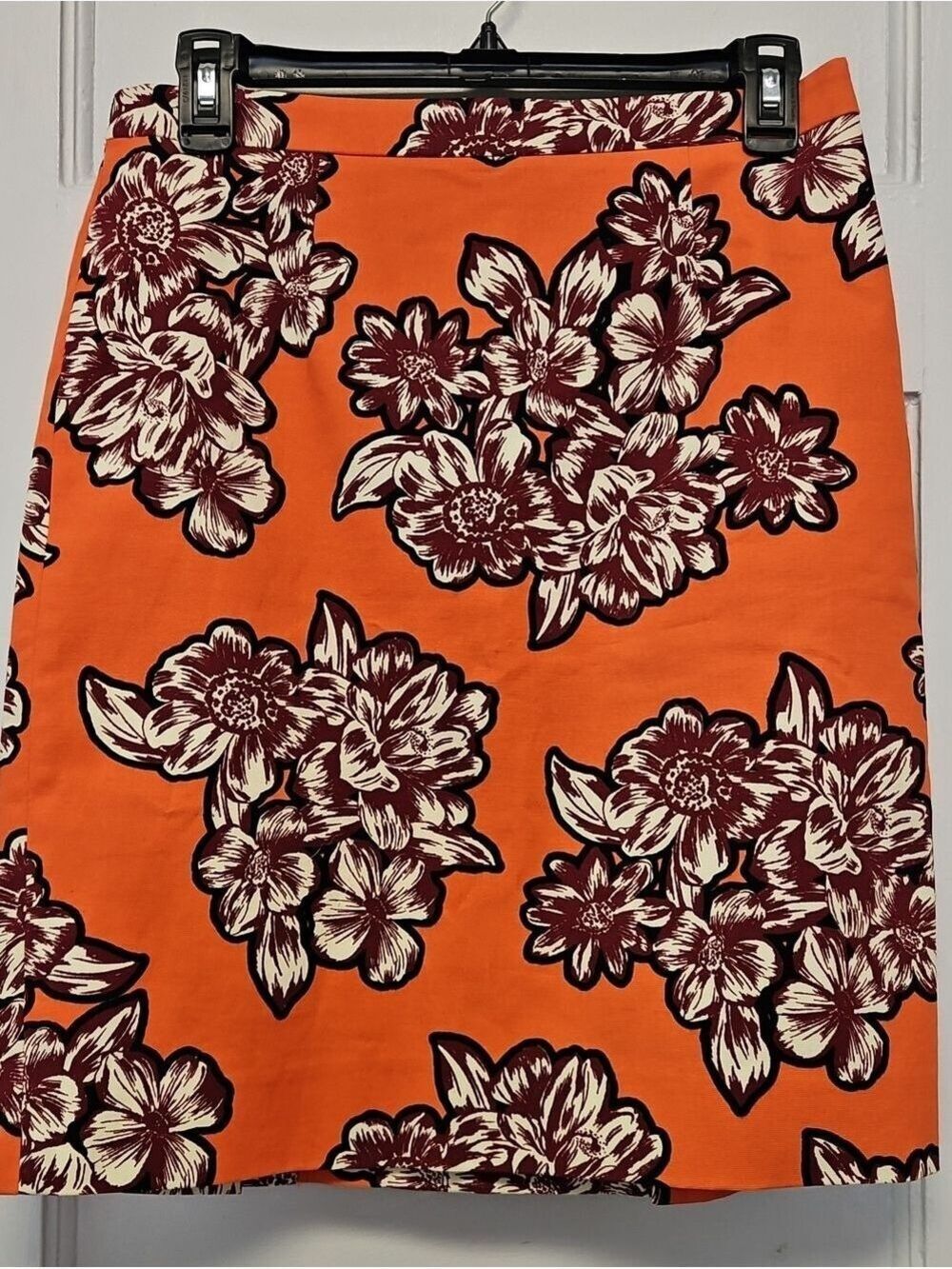 Maeve Bright Orange Floral Straight Skirt Size 4